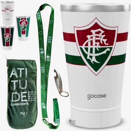 Imagem de KIT Copo Térmico GOCASE Vibe 470ml do FLUMINENSE com Tirante, Eco Saquinho e abridor Molib