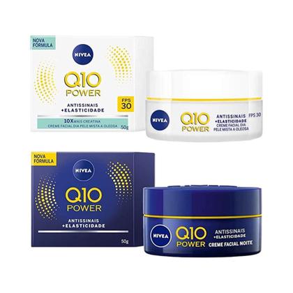 Imagem de Kit Creme Nivea Q10 Power Diurno 30 FPS + Noturno - com Creatina e Q10 / Antissinais