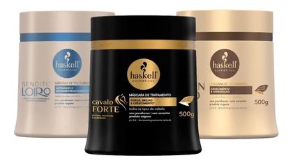 Imagem de KIT CRONOGRAMA CAPILAR MÁSCARA HASKELL 500gr   BENDITO LOIRO  CAVALO FORTE  MANDIOCA