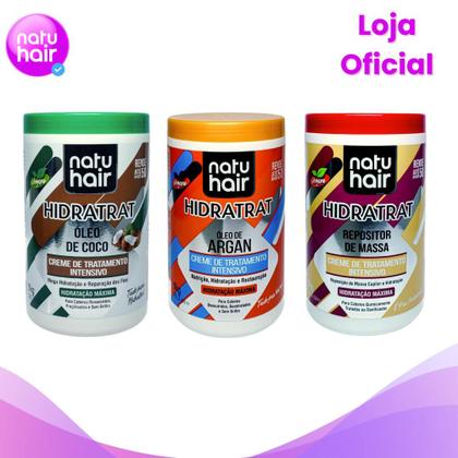 Imagem de Kit Cronograma Capilar Óleo de Coco + Óleo de Argan + Repositor de massa NatuHair