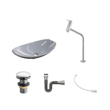 Imagem de Kit Cuba L45 C/Torneira Link 1062 Metal + Válvula Click 1 1/2'' (4,0cm) + Sifão Cromado + Flexível