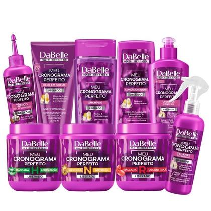 Imagem de Kit Dabelle Hidratação Nutrição Reconstrução Meu Cronograma Perfeito + Óleo em Creme Leave-in Tratamento Capilar Completo