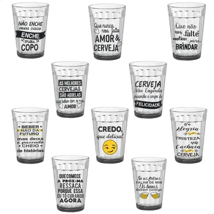 Imagem de Kit De 10 Copos Americano Lagoinha De Vidro 190ml 1 De Cada Modelo