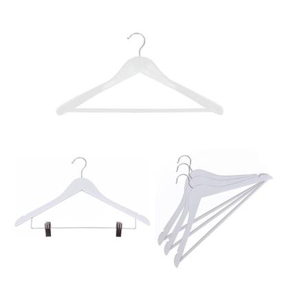 Imagem de Kit de Cabides de Madeira Branco Vizapi: 3 com Barra para Calça, Terno e Tailleur