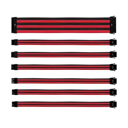 Imagem de Kit De Cabo De Extensão Sleeved Psu 30 Cm Com Capa De Pvc Cooler Master - Vermelho E Preto - Cma-nest16rdbk1-gl