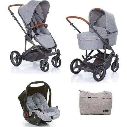 Imagem de Kit de Carrinho - Como 4 + Moisés + Bebê Conforto Risus + Bolsa + Adaptador Woven Grey (0-15kg) - ABC Design