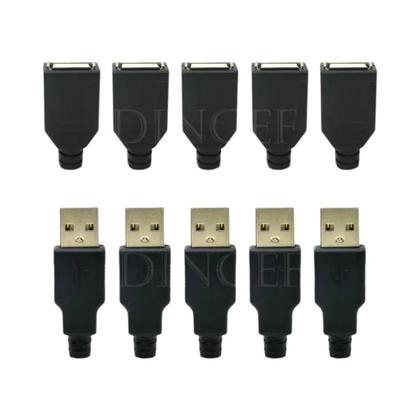 Imagem de Kit De Conectores USB Tipo a Macho E Fêmea De 4 Pinos Com 10 Peças E Tampa Plástica Preta Para DIY