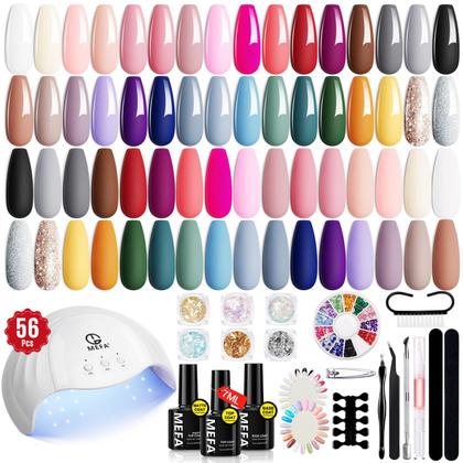 Imagem de Kit de esmalte de gel MEFA 56 unidades com secador de unhas U V Light 48W
