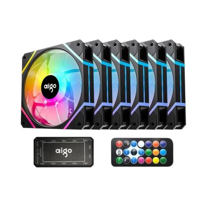 Imagem de Kit de Fan Aigo AM12 RGB - 120mm - Refrigerador de Água 6Pin - ARGB - 12cm