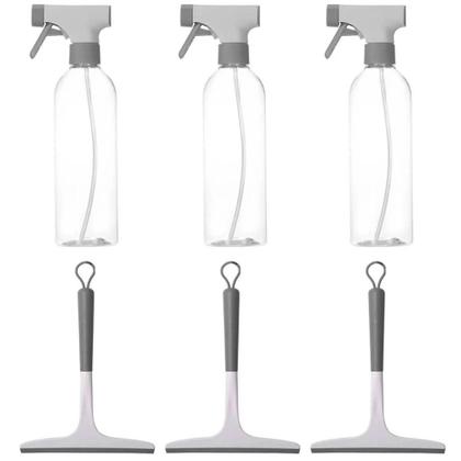 Imagem de Kit de Limpeza Flow 3 Borrifadores Multiuso 500ml e 3 Rodos de Janela Box Pia Ou Bege