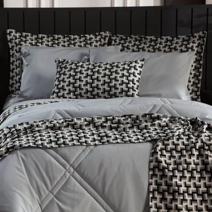 Imagem de Kit de Peseira Estampada Áquila c/ Almofada 04 Peças - Tecido Jacquard