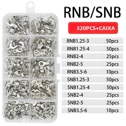 Imagem de Kit De Terminais De Latão Não Isolados 10 Em 1, 320 Peças, Conectores De Cabo Tipo Anel, Garfo, U E