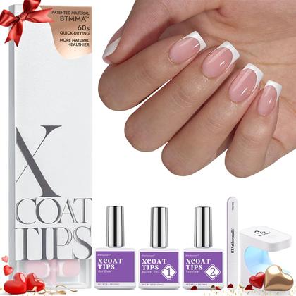 Imagem de Kit de Unhas em Gel BtartboxNails XCOATTIPS com Lâmpada e Pontas Francesas