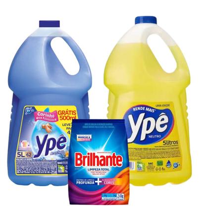 Imagem de KIt Detergente Ype 5L + Amaciante de roupas 5L + Sabão Brilhante 2.4kg