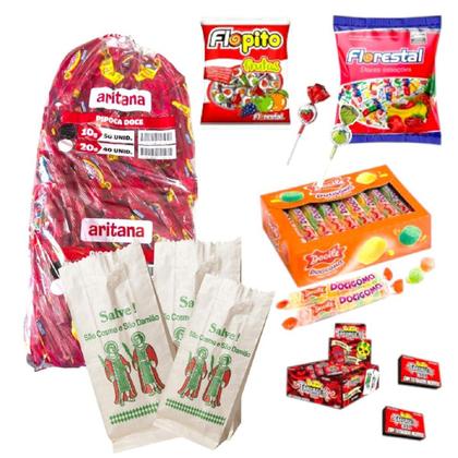 Imagem de Kit Doces Cosme e Damião Crianças com 50 Saquinhos papel