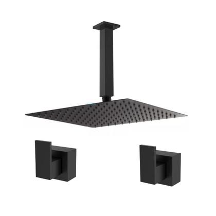 Imagem de Kit Ducha Chuveiro 20x20 Slim De teto + acabamento de registro padrão Deca Black Matte Preto fosco Metal Premium Inox