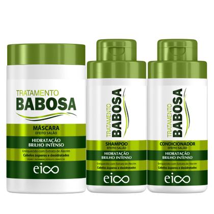 Imagem de Kit Eico Babosa Shampoo Condicionador 450ml + Máscara Creme Hidatação 1kg