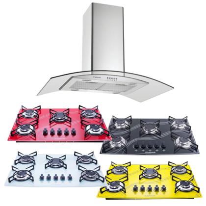 Imagem de Kit Eletro Coifa Ilha 90cm e Cooktop 5 Bocas Safanelli