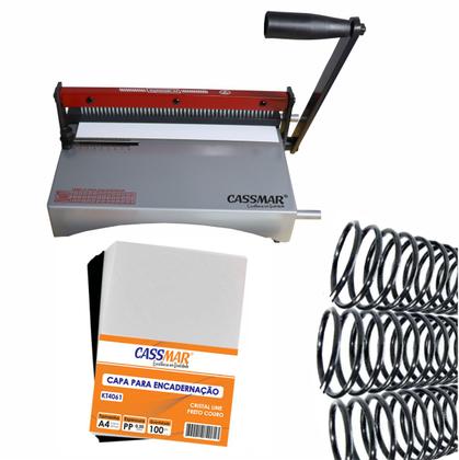 Imagem de Kit Encadernação Espiramatic + Capa e Espiral Metal Preto Cassmar