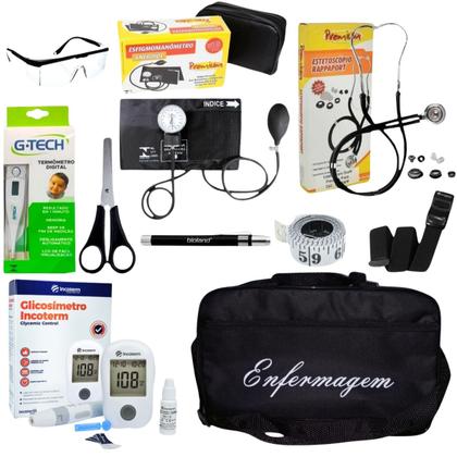 Imagem de Kit Enfermagem Preto Premium Com Glicossimetro