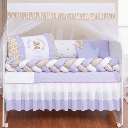 Imagem de Kit enxoval de berço ursinho teddy com lençol de algodão 12 peças trançado
