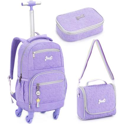 Imagem de Kit Escola Infantil Meninas Mochila Rodinha Lancheira Estojo