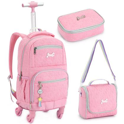 Imagem de Kit Escola Infantil Meninas Mochila Rodinha Lancheira Estojo