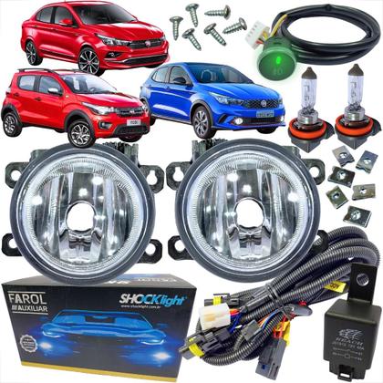 Imagem de Kit farol de milha fiat mobi argo cronos  botao modulo universal