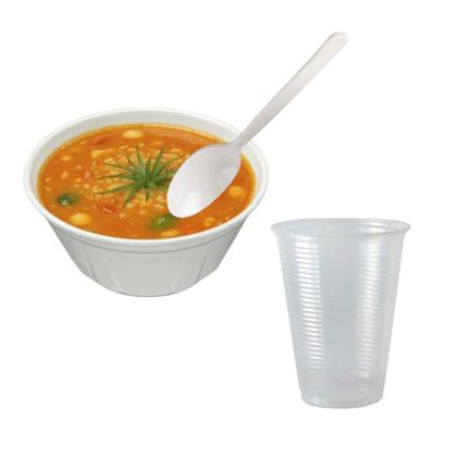 Imagem de Kit Festa 100 Cumbuca Isopor +Colheres+copos Plástico 200ml