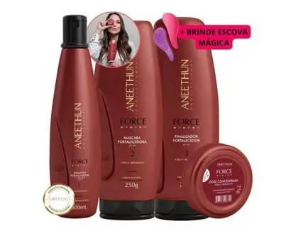 Imagem de Kit Force System Aneethun Força E Crescimento 4 Produtos e ESCOVA