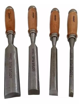 Imagem de Kit Formão Goiva Profissional Com 4 Peças Lotus