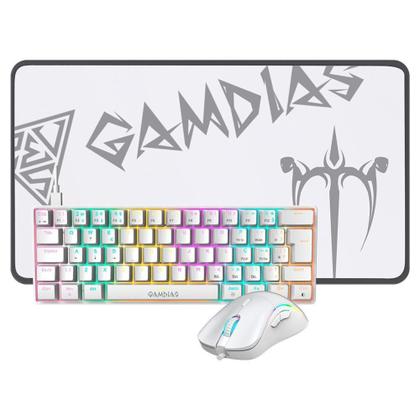 Imagem de Kit Gamer Gamdias Teclado + Mouse + Mouse Pad Hermes E4, Switch Blue, ABNT2, Branco -