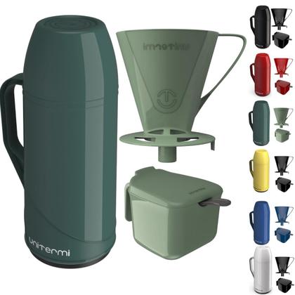 Imagem de Kit Garrafa Térmica Roma 1 Litro Com Suporte para Filtro de Café 102 e 103 Açucareiro 350 ML