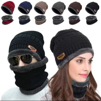 Imagem de Kit Gorro Touca + Gola Cachecol Protetor Pescoço Lã Inverno
