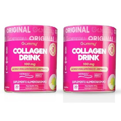 Imagem de Kit Gummy Collagen Drink Em Pó Sabor Maçã Encantada Com 2 Potes De 200g Cada