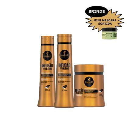 Imagem de Kit Haskell Infusão De Óleos Shamp cond masc 500g Mimo