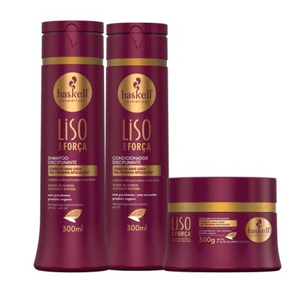 Imagem de Kit Haskell Liso Com Força P/ cabelo Liso Com Frizz 300ml