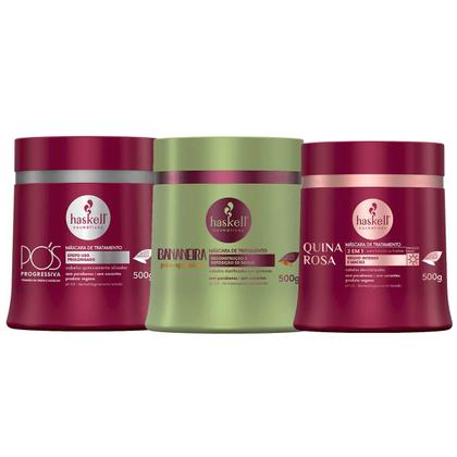 Imagem de Kit Haskell Máscaras Bananeira Pós Progressiva Quina 500g