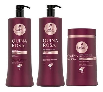 Imagem de Kit Haskell Quina Rosa Shampoo Condicionador Mascara 1l/1kg