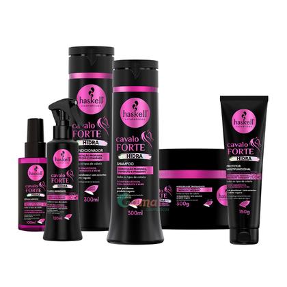 Imagem de Kit Haskell Shamp cond másc fluido leave in sérum Cavalo Forte Hidra 300ml