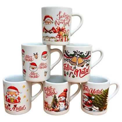 Imagem de Kit Jogo 6 Canecas Natal 120ml - Porcelana