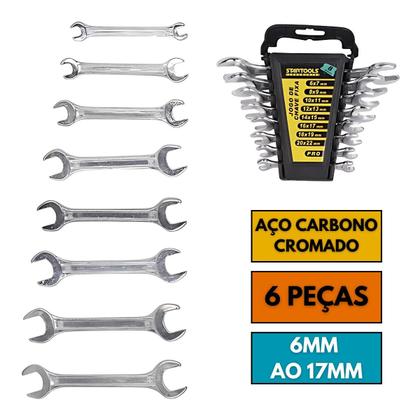 Imagem de Kit Jogo Chave Fixa Em Aço Carbono 6-22mm Profissional 8 Peças
