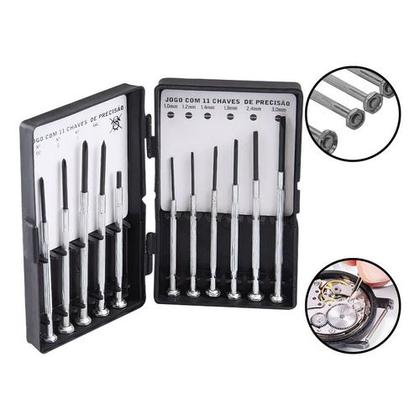 Imagem de Kit Jogo Chaves De Precisão Relogio / Eletrônica Reparo Conserto Celular 11 Peças Fenda Philips Para Relogio
