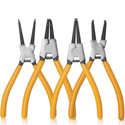 Imagem de Kit Jogo De Alicate Para Travar Anel 7 Polegadas Curvo Reto 4 Peças