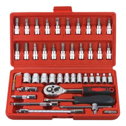 Imagem de Kit Jogo de Chaves Maleta de Ferramentas 46 peças Catraca Reversível