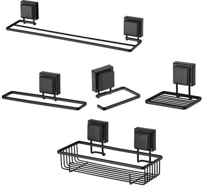 Imagem de kit lavabo banheiro preto fosco ventosa 05 peças Future