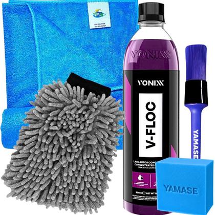 Imagem de Kit Lavagem Automotiva Shampoo Neutro VFloc 500ml Vonixx