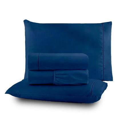 Imagem de Kit Leçol de Cama Completo 400 Fios Percal 4 Peças Ponto Palito Anti-pilling com Toque 100% Macio Premium