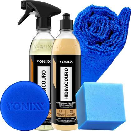 Imagem de Kit Limpeza e Hidratação do Couro Jaqueta Bota Sofa Carro Moto Caminhão Hidracouro Higicouro