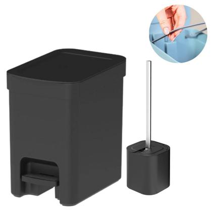 Imagem de Kit Lixeira Ou Trium 6L C/Pedal Para Banheiro+Escova Sanitária